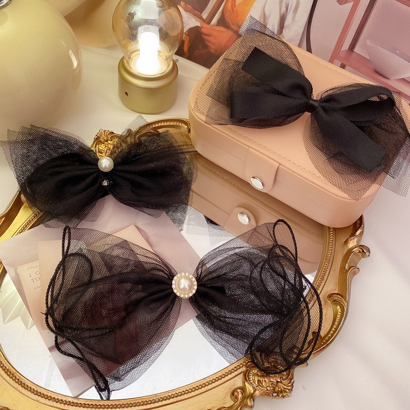 Nėrinių lanko papuošalai plaukų segtukai, moteriški mergaičių vintažiniai elegantiški saldūs negabaritiniai lankeliai juodi balti plaukų aksesuarai