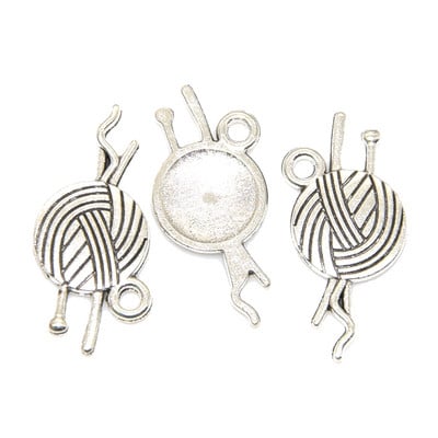 18 vnt mišraus siuvimo kolekcijos pakabukai Tibeto sidabro lydinio metalo žirklinių vamzdžių verpalų „Clew Button“ pakabukai, skirti „pasidaryk pats“ papuošalams gaminti