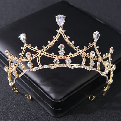 Arany színű kristály strasszkorona tiara nőknek menyasszony Luxus bálparti Diadem Esküvői Menyasszonyi Haj Kiegészítők Ékszer Korona