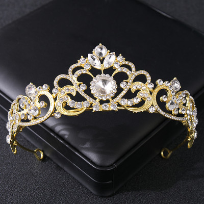Arany színű kristály strasszkorona tiara nőknek menyasszony Luxus bálparti Diadem Esküvői Menyasszonyi Haj Kiegészítők Ékszer Korona