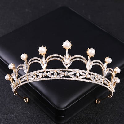 Arany színű kristály strasszkorona tiara nőknek menyasszony Luxus bálparti Diadem Esküvői Menyasszonyi Haj Kiegészítők Ékszer Korona