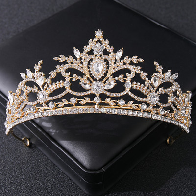Arany színű kristály strasszkorona tiara nőknek menyasszony Luxus bálparti Diadem Esküvői Menyasszonyi Haj Kiegészítők Ékszer Korona