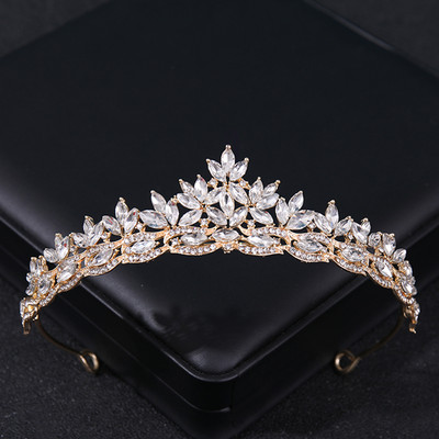 Arany színű kristály strasszkorona tiara nőknek menyasszony Luxus bálparti Diadem Esküvői Menyasszonyi Haj Kiegészítők Ékszer Korona