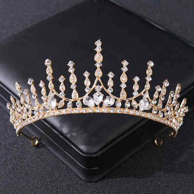 Arany színű kristály strasszkorona tiara nőknek menyasszony Luxus bálparti Diadem Esküvői Menyasszonyi Haj Kiegészítők Ékszer Korona