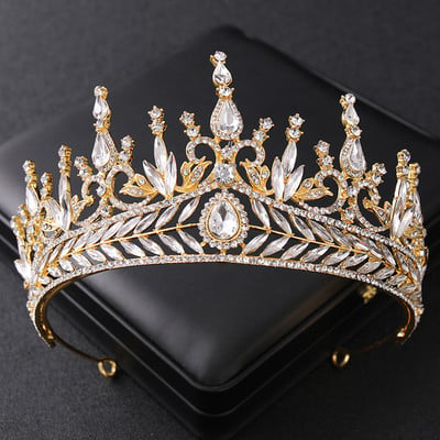 Arany színű kristály strasszkorona tiara nőknek menyasszony Luxus bálparti Diadem Esküvői Menyasszonyi Haj Kiegészítők Ékszer Korona