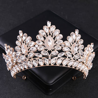 Arany színű kristály strasszkorona tiara nőknek menyasszony Luxus bálparti Diadem Esküvői Menyasszonyi Haj Kiegészítők Ékszer Korona