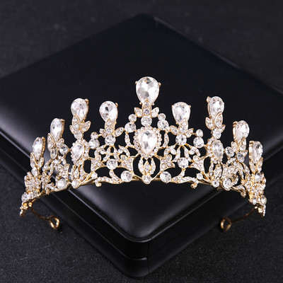 Arany színű kristály strasszkorona tiara nőknek menyasszony Luxus bálparti Diadem Esküvői Menyasszonyi Haj Kiegészítők Ékszer Korona