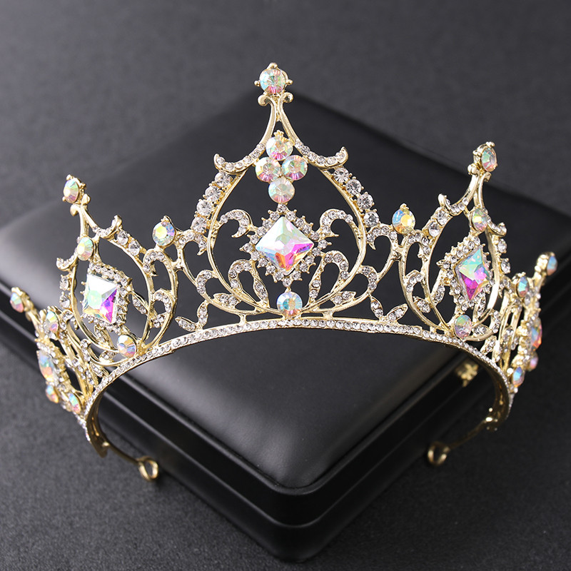 Arany színű kristály strasszkorona tiara nőknek menyasszony Luxus bálparti Diadem Esküvői Menyasszonyi Haj Kiegészítők Ékszer Korona