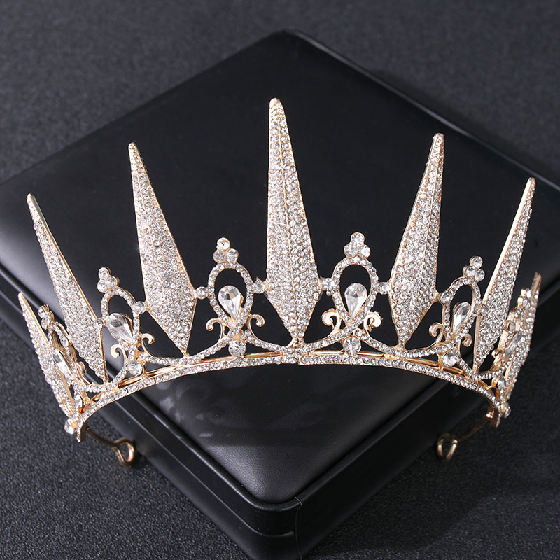 Arany színű kristály strasszkorona tiara nőknek menyasszony Luxus bálparti Diadem Esküvői Menyasszonyi Haj Kiegészítők Ékszer Korona