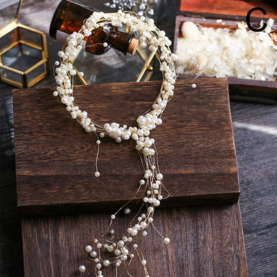 Korejski trendi dodaci za kosu za mladenke Biserne duge tijare Vjenčana traka za glavu Vjenčana frizura za maturalnu Ženska gumica za kosu Ručni rad