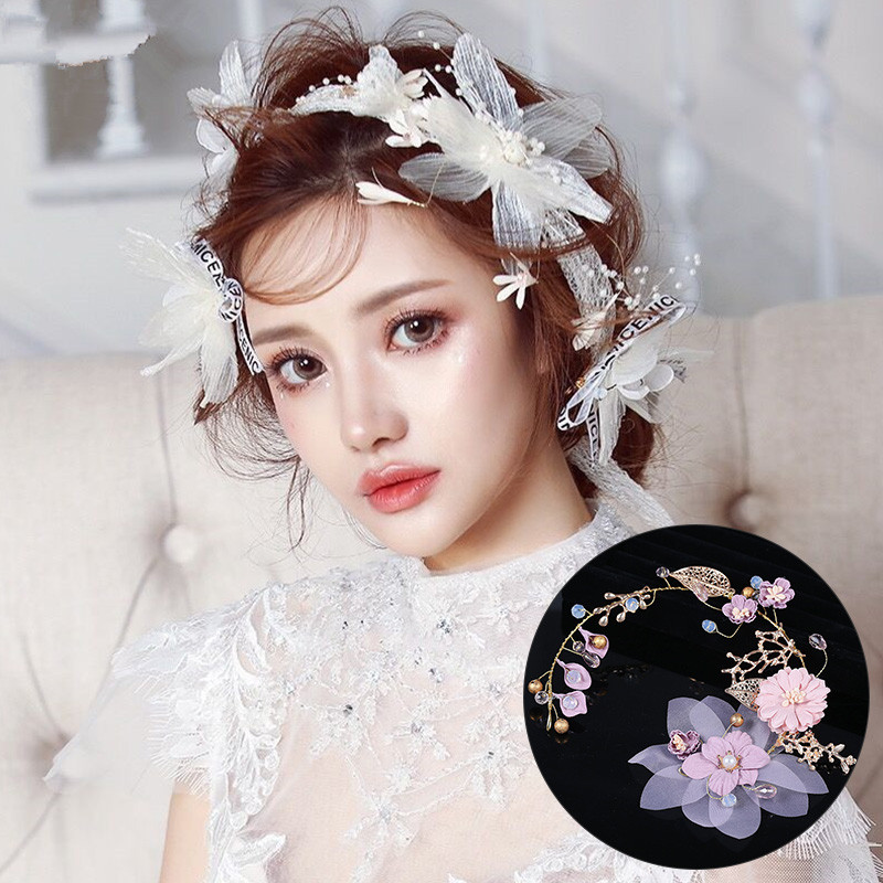 Korejski trendi dodaci za kosu za mladenke Biserne duge tijare Vjenčana traka za glavu Vjenčana frizura za maturalnu Ženska gumica za kosu Ručni rad