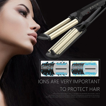 PRITECH Hair Crimper Σίδερο για μπούκλες Κεραμικά Crimpers Wavers Ραβδί για μπούκλες Γρήγορη θέρμανση 3 βαρελιών Εργαλεία σπασίματος μαλλιών Καλαμπόκι Τύποι μαλλιών