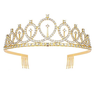 Divat rózsa arany ezüst színű tiara koronák fésűvel Színes kristály diadémek királynő hercegnő esküvői haj kiegészítők születésnap