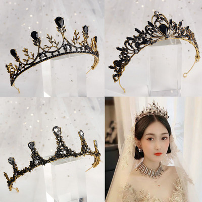 1PC Retro Cristal Negru Stras Coroană Mireasa Ornamente pentru păr Accesorii pentru păr de nuntă la modă Ornamente
