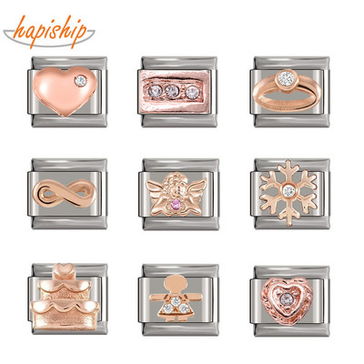 Hapiship New Original Daisy Romantic Rose Angle Heart Italian Charm Fit 9mm Narukvica Izrada nakita od nehrđajućeg čelika DJTop63