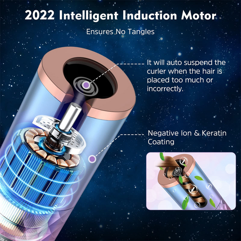 Automatski bežični rotirajući keramički uvijač za kosu USB punjivi prijenosni automatski uvijač za kosu LED zaslon Temperatura Profesionalni uvijač za kosu