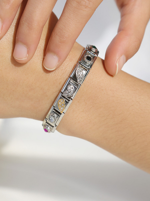 Hapiship uus originaal karikakra südametiib ümmargune CZ tipptasemel Itaalia võlu, 9 mm käevõru roostevabast terasest ehete valmistamine DJ199