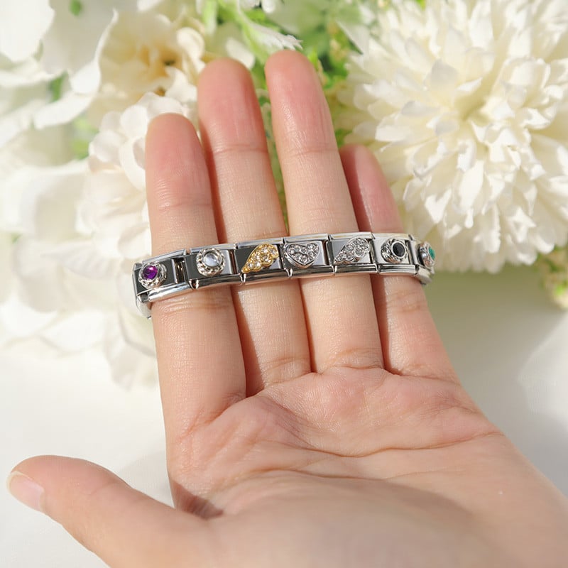 Hapiship uus originaal karikakra südametiib ümmargune CZ tipptasemel Itaalia võlu, 9 mm käevõru roostevabast terasest ehete valmistamine DJ199