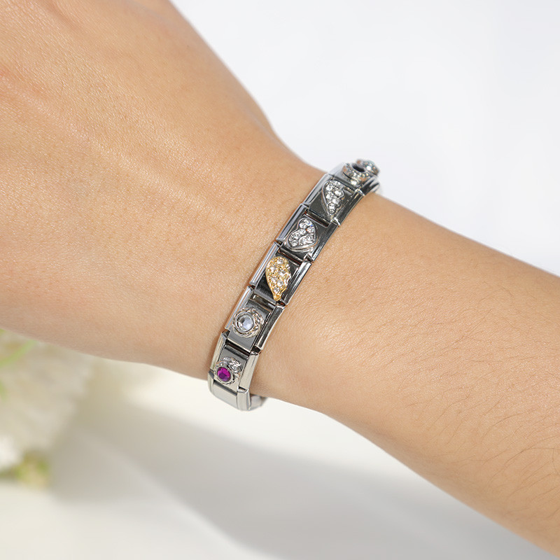 Hapiship uus originaal karikakra südametiib ümmargune CZ tipptasemel Itaalia võlu, 9 mm käevõru roostevabast terasest ehete valmistamine DJ199