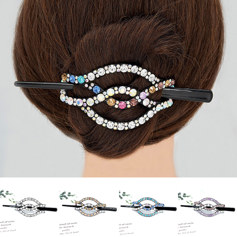 Bețișoare de păr cu strasuri noi Agrafe de păr femei Vintage Brichete de cristal strălucitoare coc coadă de cal Accesorii pentru păr