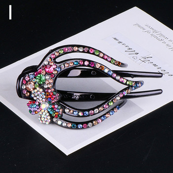 Rhinestone Flower Duckbill Нокти за коса Жени Момичета Блестяща фиби Конска опашка Украшение за глава Старинни щипки Аксесоар за коса