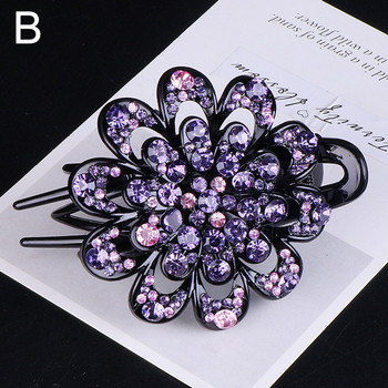 Rhinestone Flower Duckbill Нокти за коса Жени Момичета Блестяща фиби Конска опашка Украшение за глава Старинни щипки Аксесоар за коса