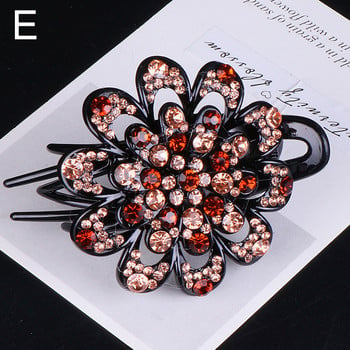 Rhinestone Flower Duckbill Нокти за коса Жени Момичета Блестяща фиби Конска опашка Украшение за глава Старинни щипки Аксесоар за коса