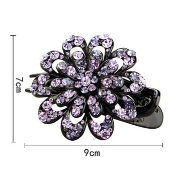 Rhinestone Flower Duckbill Нокти за коса Жени Момичета Блестяща фиби Конска опашка Украшение за глава Старинни щипки Аксесоар за коса