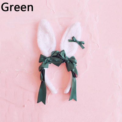 Bentiță de lolita, urechi de iepure de pluș, cerc de păr pentru fete, cosplay, pentru petrecere, accesorii de păr cu fundiță dulce.