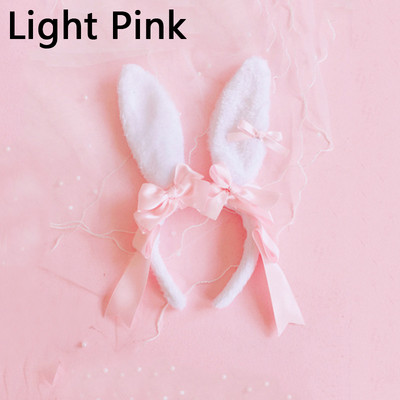 Bentiță de lolita, urechi de iepure de pluș, cerc de păr pentru fete, cosplay, pentru petrecere, accesorii de păr cu fundiță dulce.