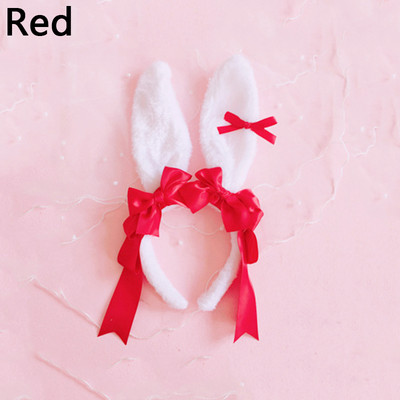 Bentiță de lolita, urechi de iepure de pluș, cerc de păr pentru fete, cosplay, pentru petrecere, accesorii de păr cu fundiță dulce.