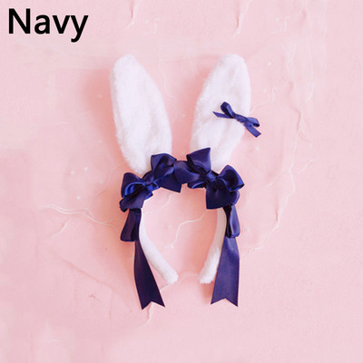Bentiță de lolita, urechi de iepure de pluș, cerc de păr pentru fete, cosplay, pentru petrecere, accesorii de păr cu fundiță dulce.
