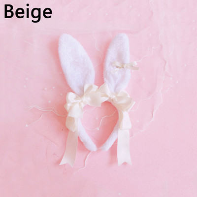 Bentiță de lolita, urechi de iepure de pluș, cerc de păr pentru fete, cosplay, pentru petrecere, accesorii de păr cu fundiță dulce.