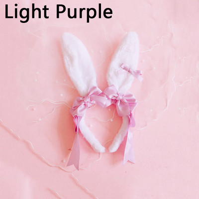 Bentiță de lolita, urechi de iepure de pluș, cerc de păr pentru fete, cosplay, pentru petrecere, accesorii de păr cu fundiță dulce.