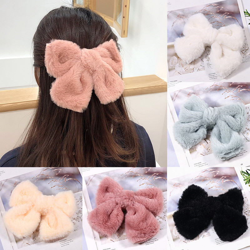 Koreja jesen i zima mašna kopče za djevojčice plišana ukosnica slatka meka proljetna kopča za žene dodaci za kosu pokrivala