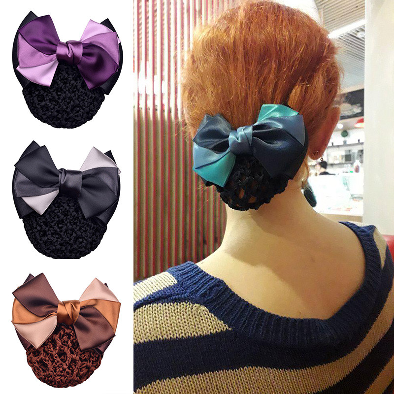 Új hajkapcsok hálós hajkötél szatén masni hajcsat huzat Bowknot konty Snood hajkiegészítők