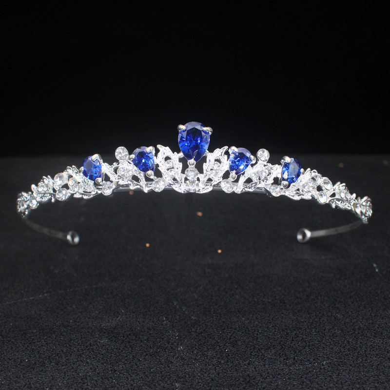 Zöld cirkon tiarák és koronák lányoknak Luxus kristály strassz tiara Esküvői menyasszonyi haj Ékszer Kiegészítők Női Fejdísz