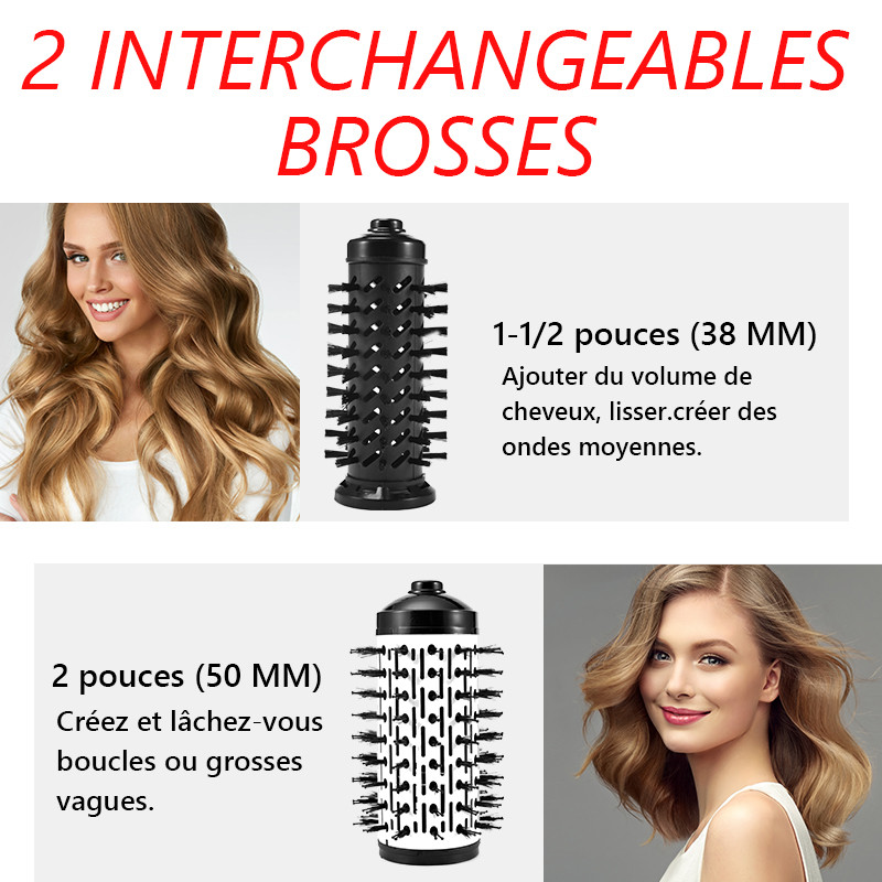 3 în 1 perie electrică rotativă pentru îndreptarea părului ondulator de păr uscător de păr perie cu aer cald Pieptene cu ioni negativi pentru coafarea părului