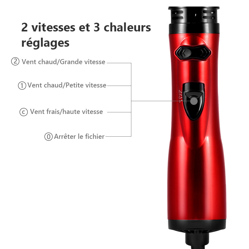 3 în 1 perie electrică rotativă pentru îndreptarea părului ondulator de păr uscător de păr perie cu aer cald Pieptene cu ioni negativi pentru coafarea părului
