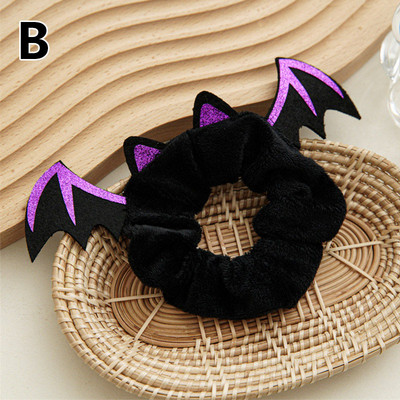 Božićni flanelski prsten za kosu za noć vještica Uzorak paukovog šišmiša Smiješni uzorak đavola Elastično uže za kosu Držač za konjski rep