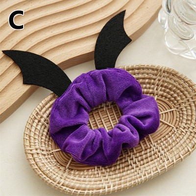 Božićni flanelski prsten za kosu za noć vještica Uzorak paukovog šišmiša Smiješni uzorak đavola Elastično uže za kosu Držač za konjski rep