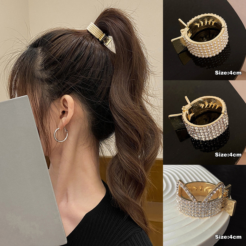 Luxus Gyöngy Strasszkő Haj Karmok Magas Lófarok Tartó Hajtűk Női Cápa Hajcsat Haj kiegészítők Fejfedők Party Ékszerek