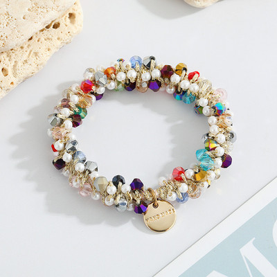 Корейски кристални перли Държачи за конска опашка Въже за коса Елегантна еластична лента за коса Модни женски шапки за момичета Аксесоари за коса