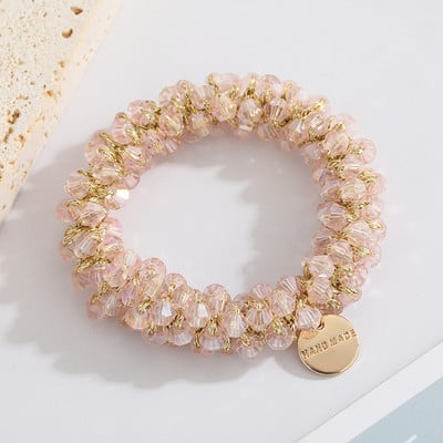 Корейски кристални перли Държачи за конска опашка Въже за коса Елегантна еластична лента за коса Модни женски шапки за момичета Аксесоари за коса