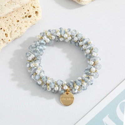 Корейски кристални перли Държачи за конска опашка Въже за коса Елегантна еластична лента за коса Модни женски шапки за момичета Аксесоари за коса