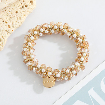 Корейски кристални перли Държачи за конска опашка Въже за коса Елегантна еластична лента за коса Модни женски шапки за момичета Аксесоари за коса