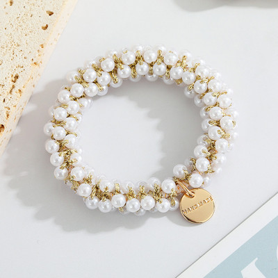 Корейски кристални перли Държачи за конска опашка Въже за коса Елегантна еластична лента за коса Модни женски шапки за момичета Аксесоари за коса