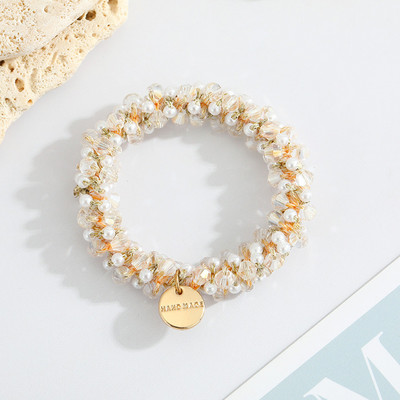 Корейски кристални перли Държачи за конска опашка Въже за коса Елегантна еластична лента за коса Модни женски шапки за момичета Аксесоари за коса