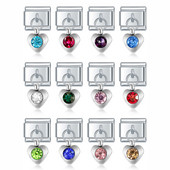 Hapiship Nova 12-mjesečna rođendanska boja srca Blistave CZ šarm veze Fit 9 mm narukvica od nehrđajućeg čelika DIY izrada nakita DJ555