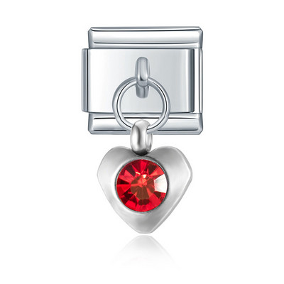 Hapiship Nova 12-mjesečna rođendanska boja srca Blistave CZ šarm veze Fit 9 mm narukvica od nehrđajućeg čelika DIY izrada nakita DJ555